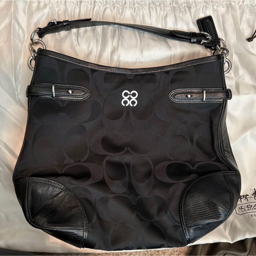 Large black Coach hobo style purse